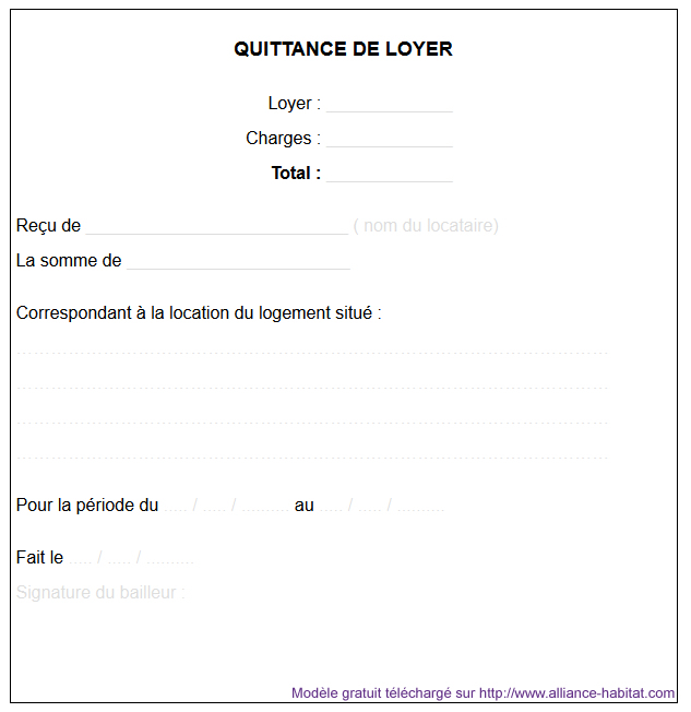 quittance de loyer modele word