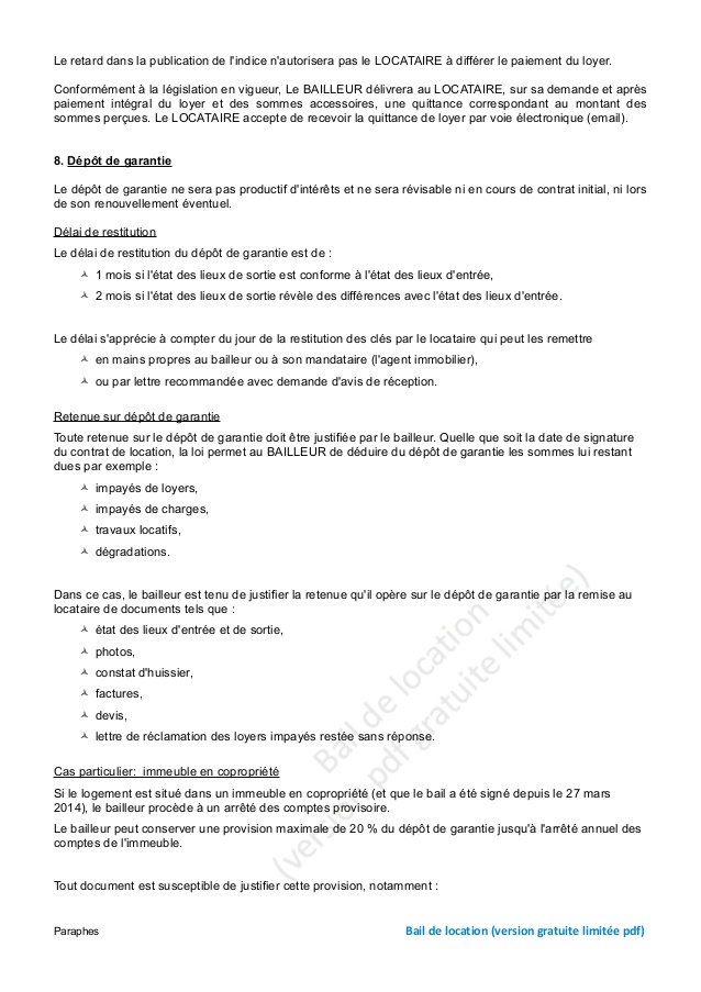 quittance depot de garantie