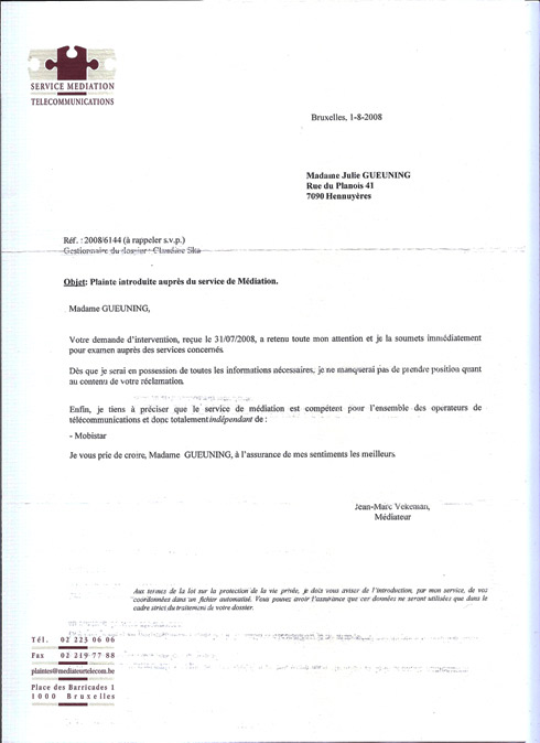 reclamation au fournisseur