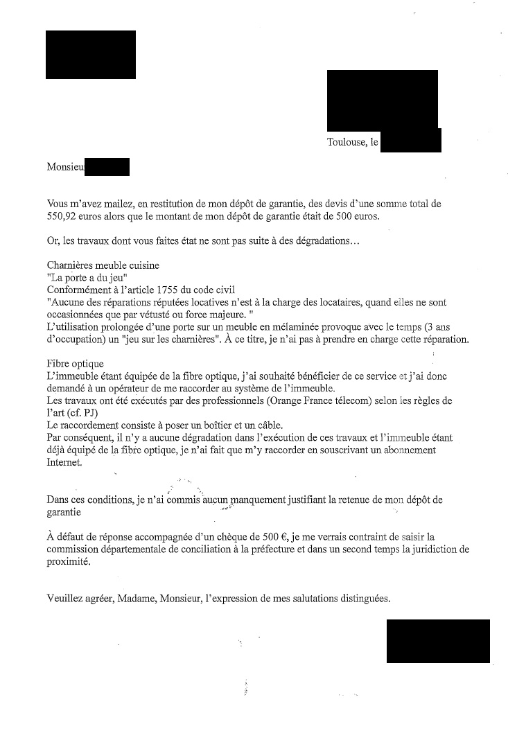 reclamation caution logement