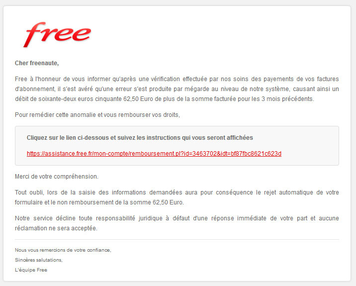 reclamation free remboursement