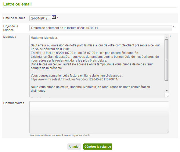 reclamer une facture impaye