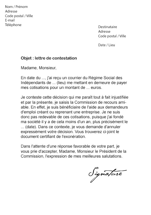 recours amiable cpam lettre