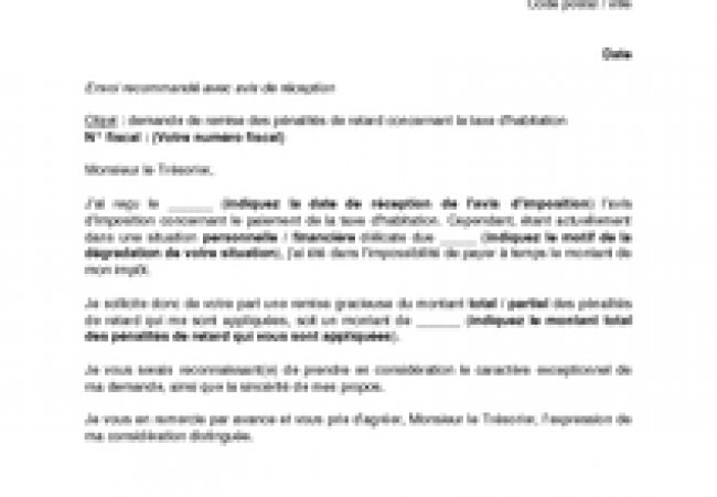 recours gracieux taxe habitation lettre
