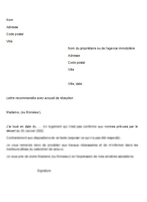 rediger une lettre pour une demande de logement