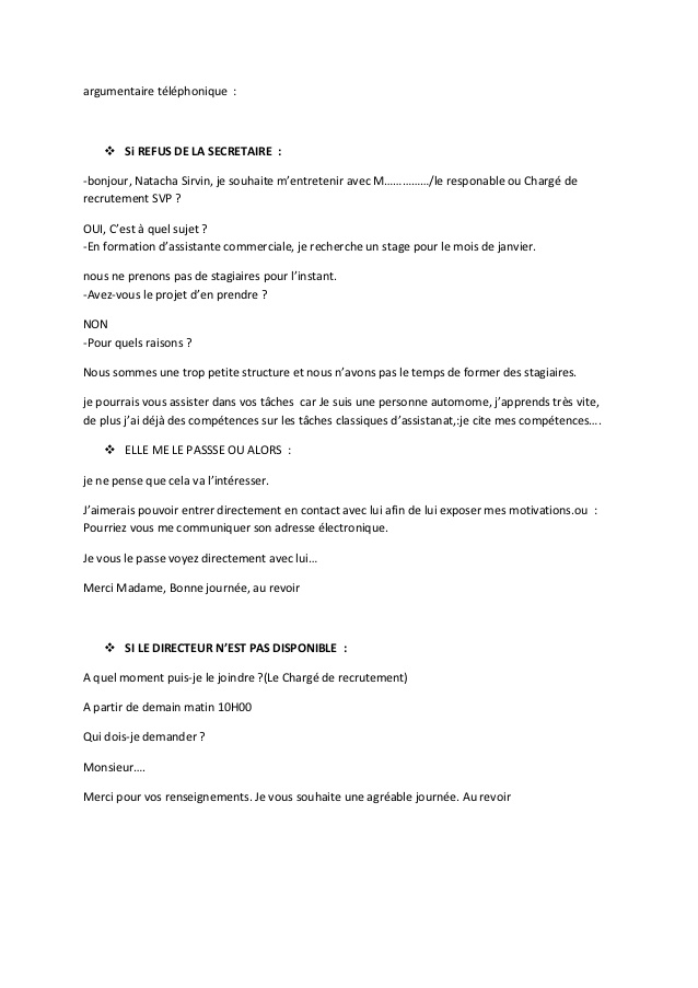 refus demande de stage