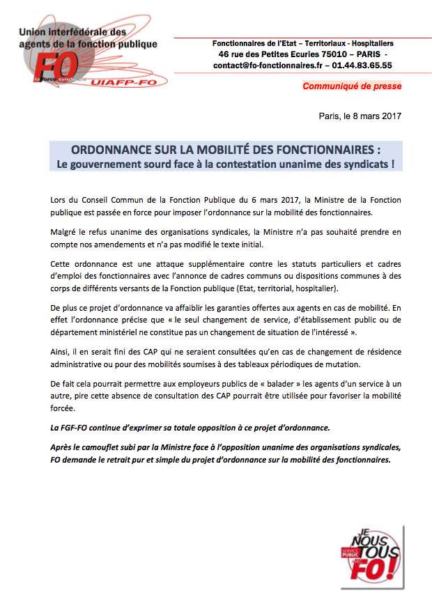 refuser une mutation fonction publique