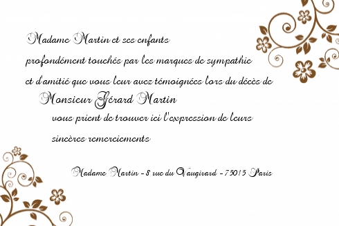 remerciement condoleances modele