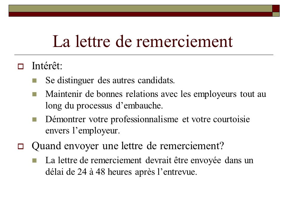 remerciement contrat de travail