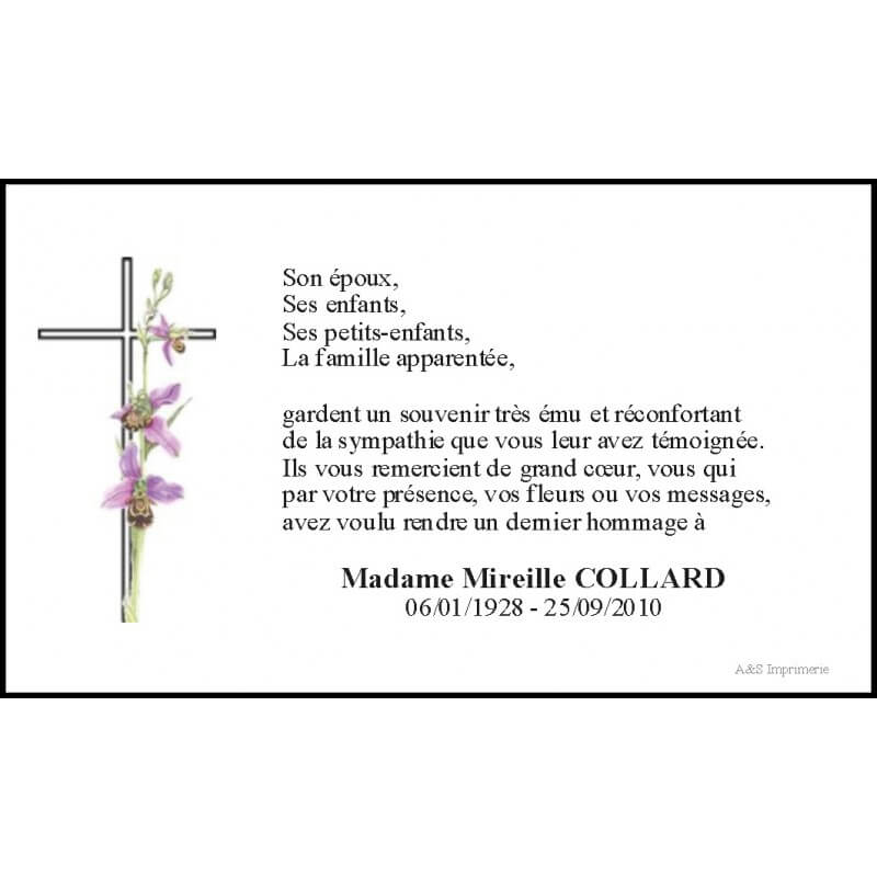 remerciement deces modele