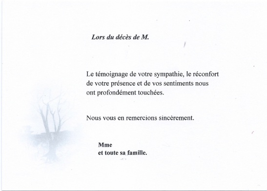 reponse condoleances remerciement