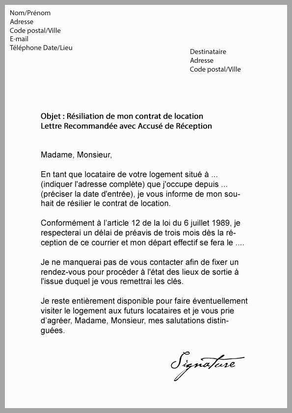 resiliation bail 3 mois