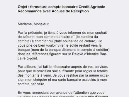 resiliation carte bancaire lettre type