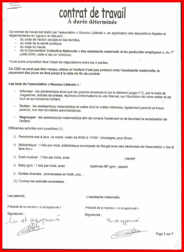 resiliation contrat nounou