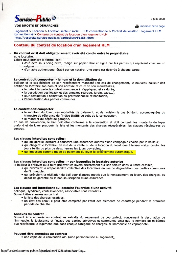 resiliation d'un prelevement automatique