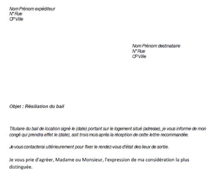 resiliation de bail 1 mois conditions