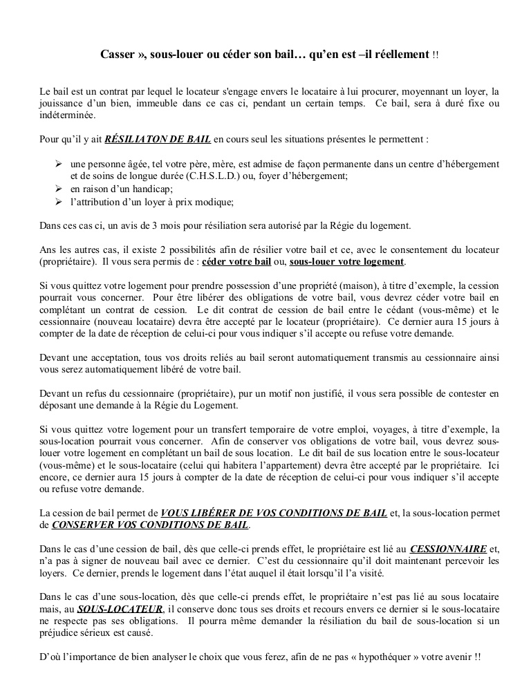 resiliation de bail 1 mois conditions