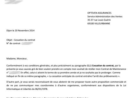 resiliation de contrat de maintenance