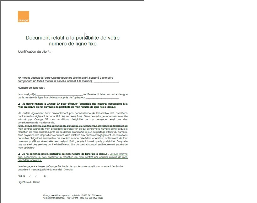 resiliation internet orange lettre type