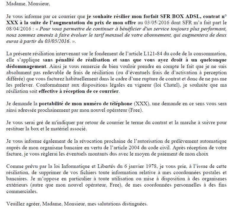 resiliation neufbox sfr pour demenagement