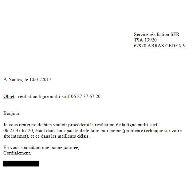 resiliation sfr internet