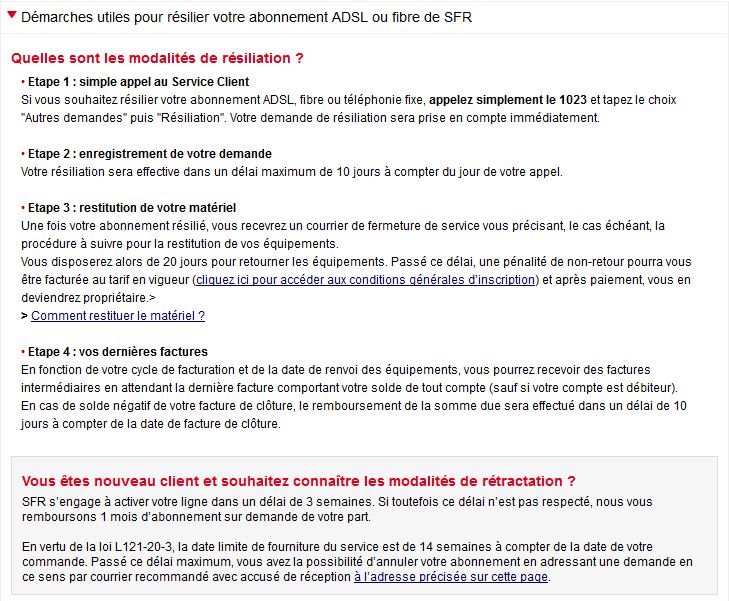 resilier abonnement sfr adsl
