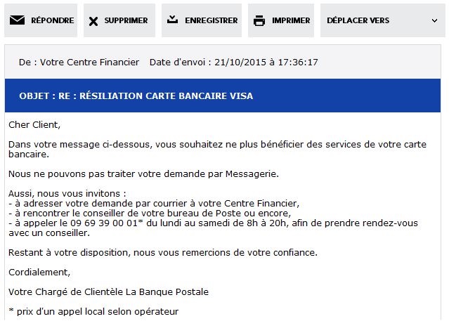 resilier un compte banque postale