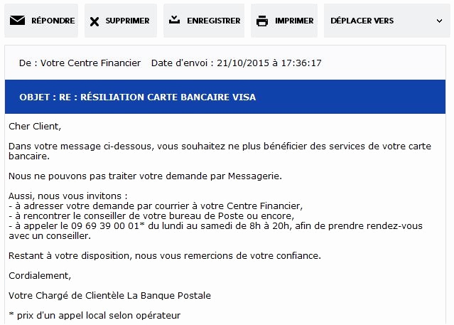 resilier une carte bancaire