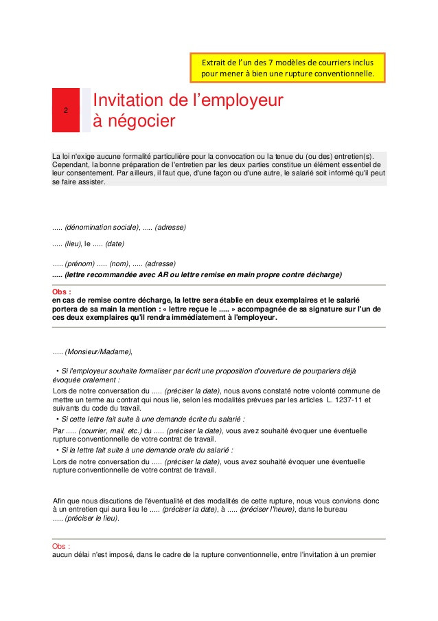 rupture conventionnelle lettre manuscrite