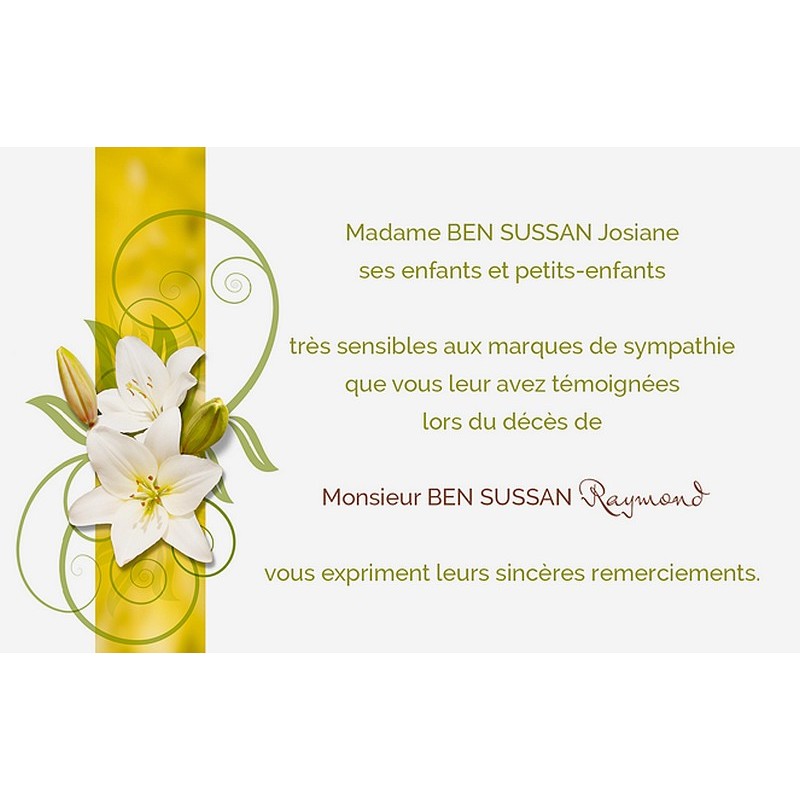 sinceres remerciements deces