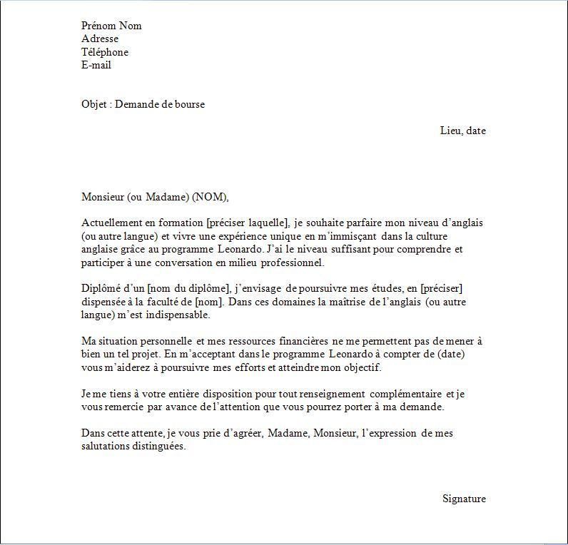 specimen de lettre