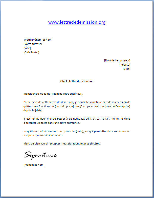 specimen de lettre