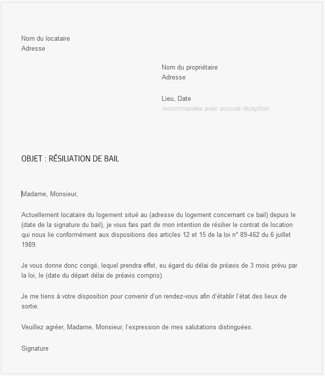 specimen de lettre