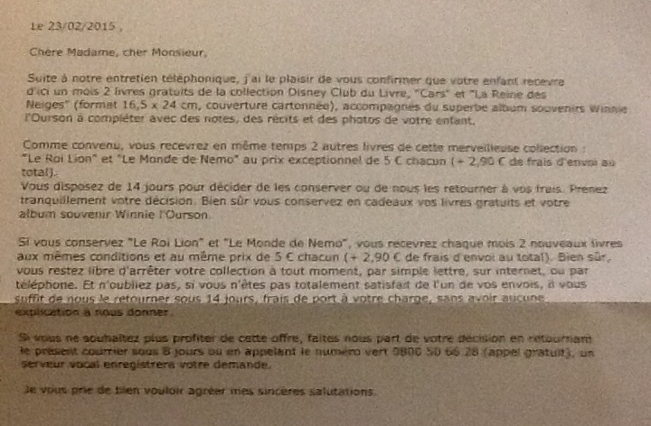 suite a notre conversation telephonique de ce jour