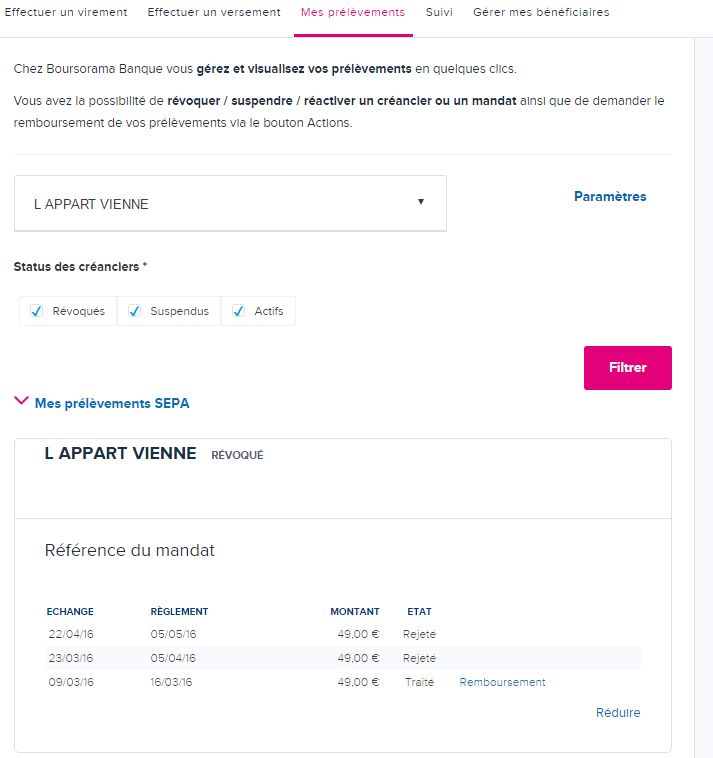 suspension de prelevement automatique