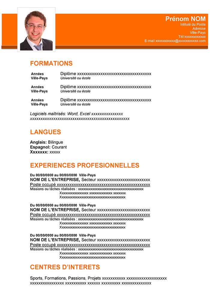 telecharger exemplaire de cv gratuit