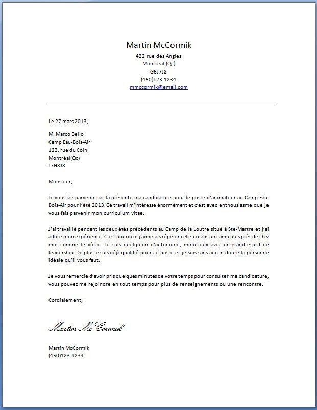 texte de presentation cv exemple