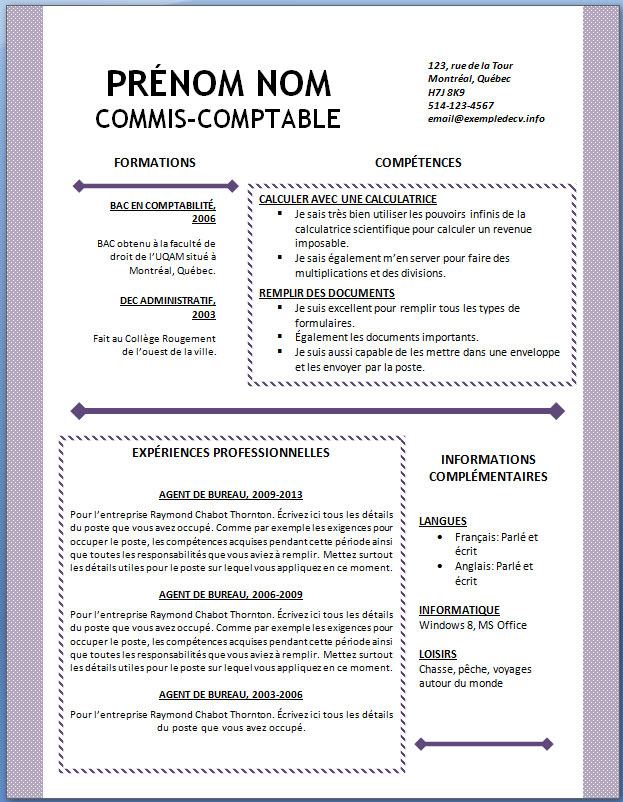 trame cv vierge gratuit