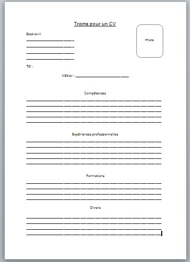 trame de lettre de motivation