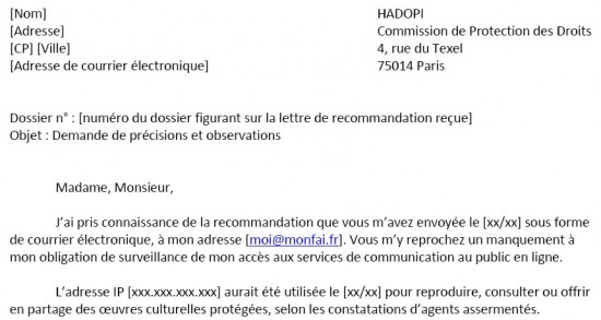 type de lettre de contestation