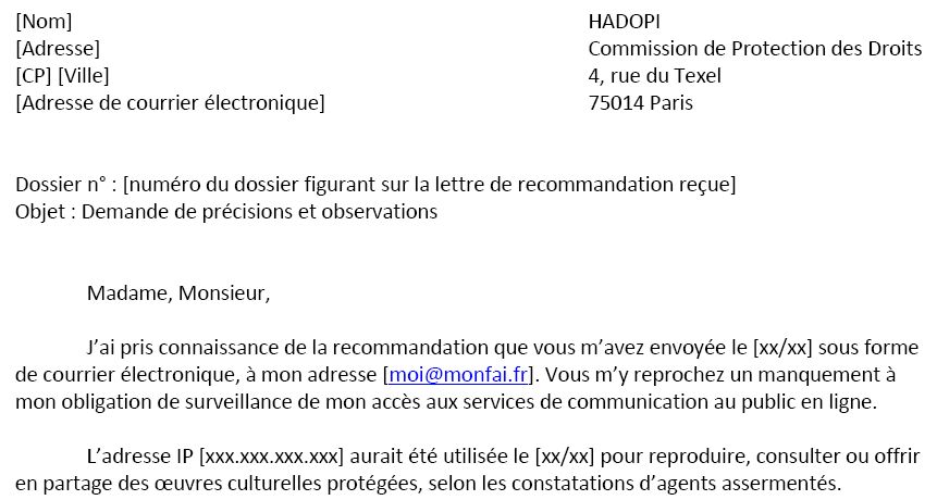 type de lettre de contestation