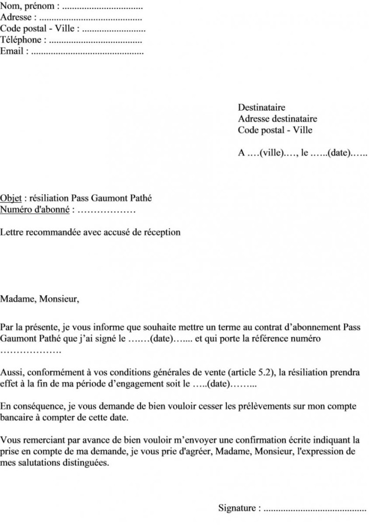 ugc resiliation contrat