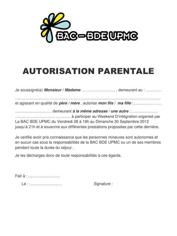 une autorisation parentale