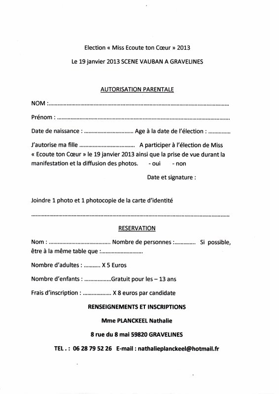 une autorisation parentale