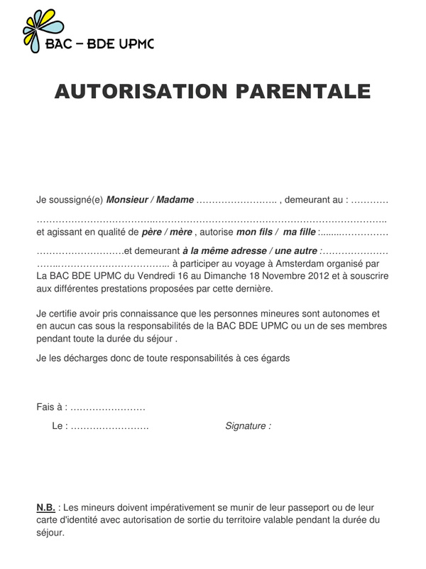 une autorisation parentale