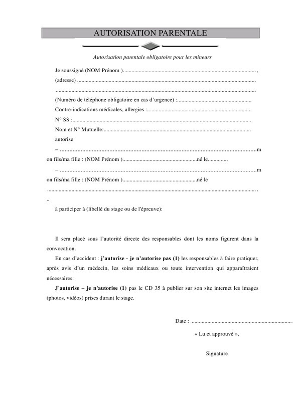 une autorisation parentale