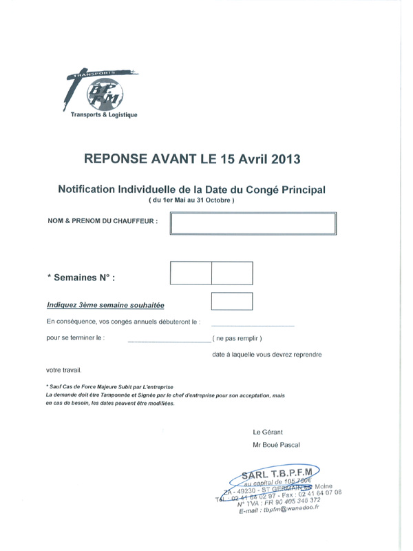 une demande de conge