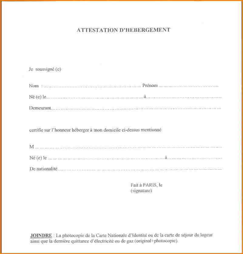 une lettre d hebergement