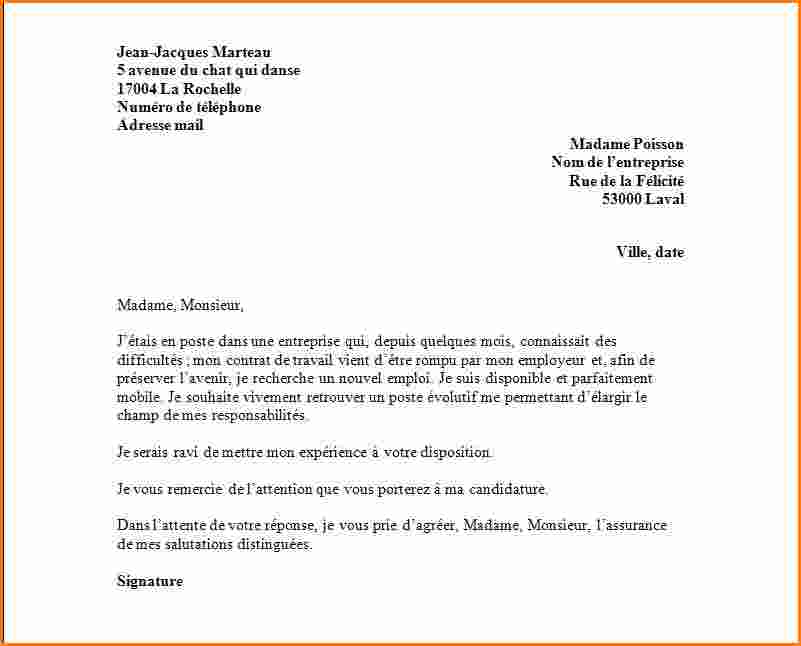 une lettre pour demande d emploi