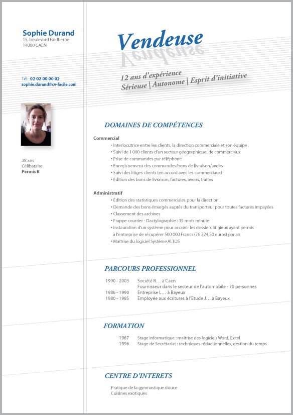 vendeuse cv exemple